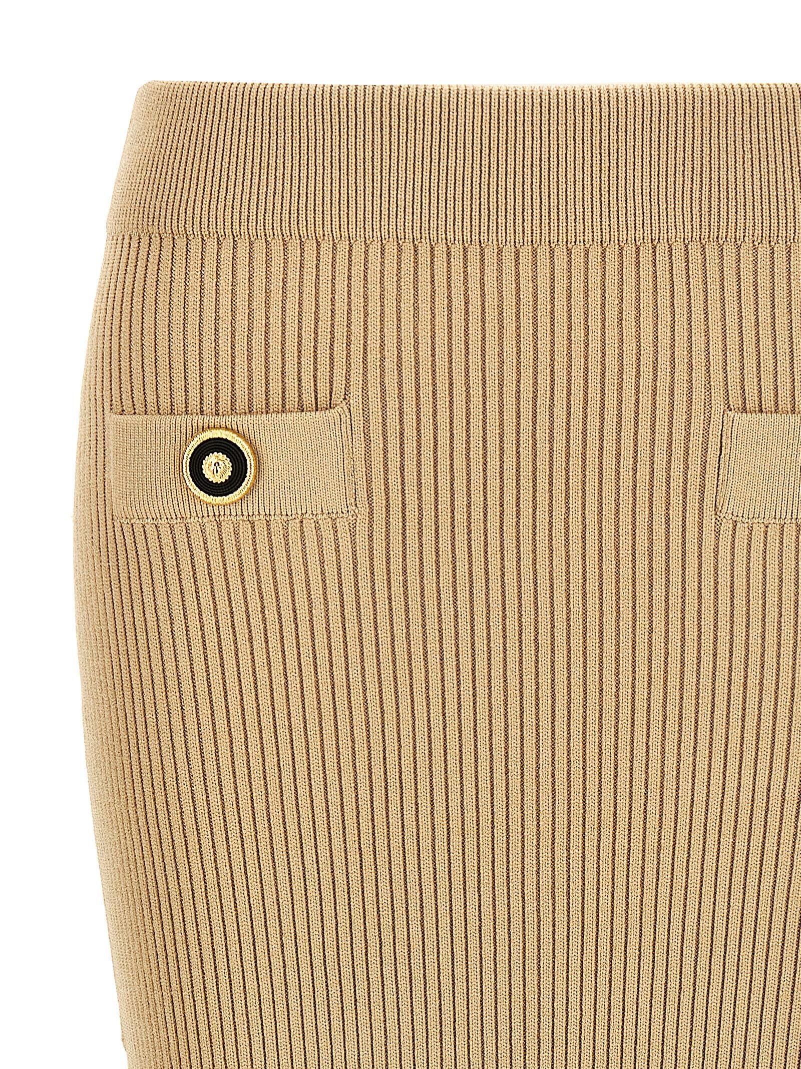 Ribbed midi skirt Beige Viscose
