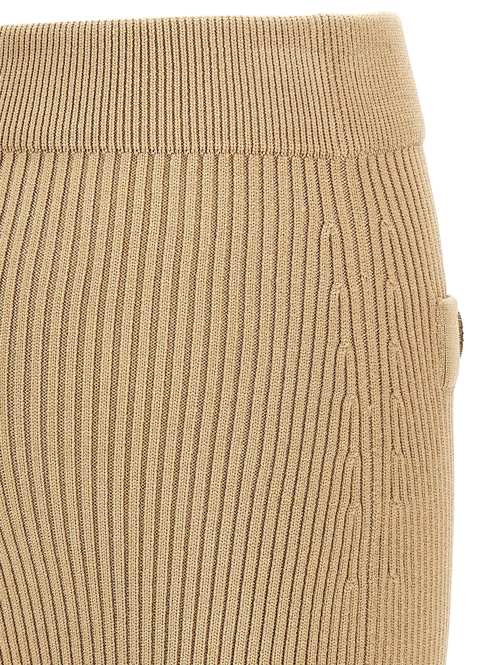 Ribbed midi skirt Beige Viscose