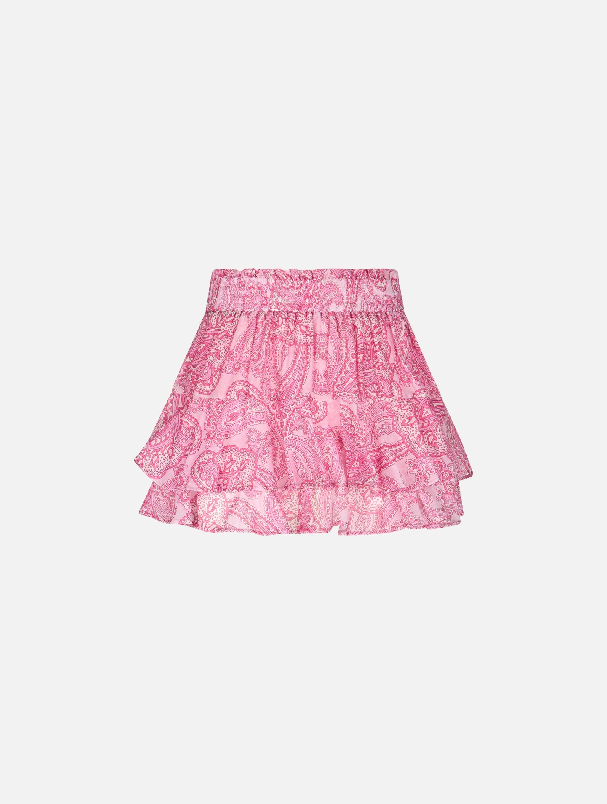 Eivissa Paisley Silk Voile Mini Skirt Pink