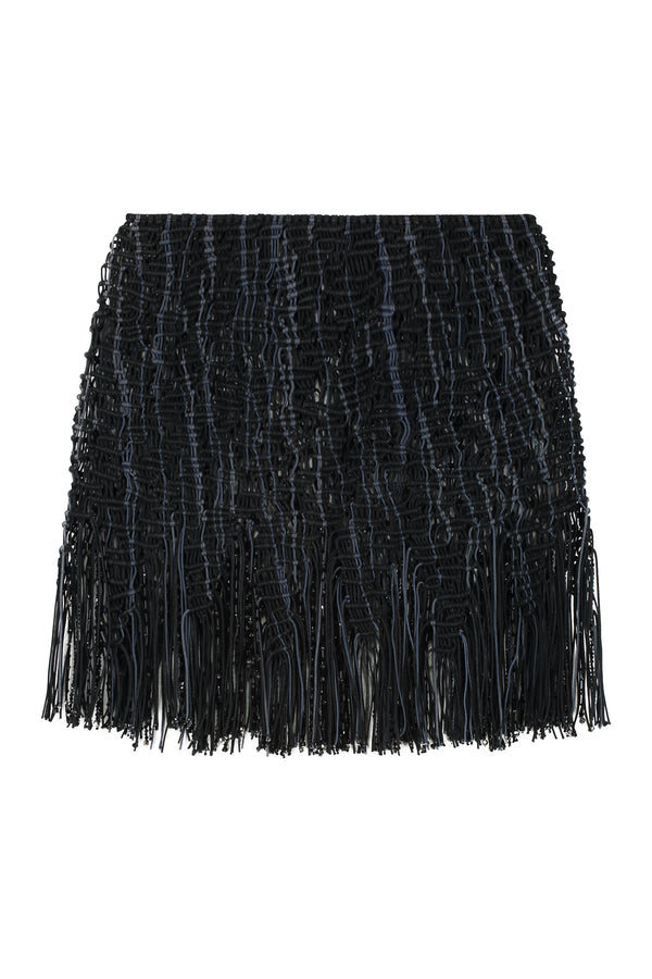 Element Knitted Macramé Mini Skirt Black Cotton