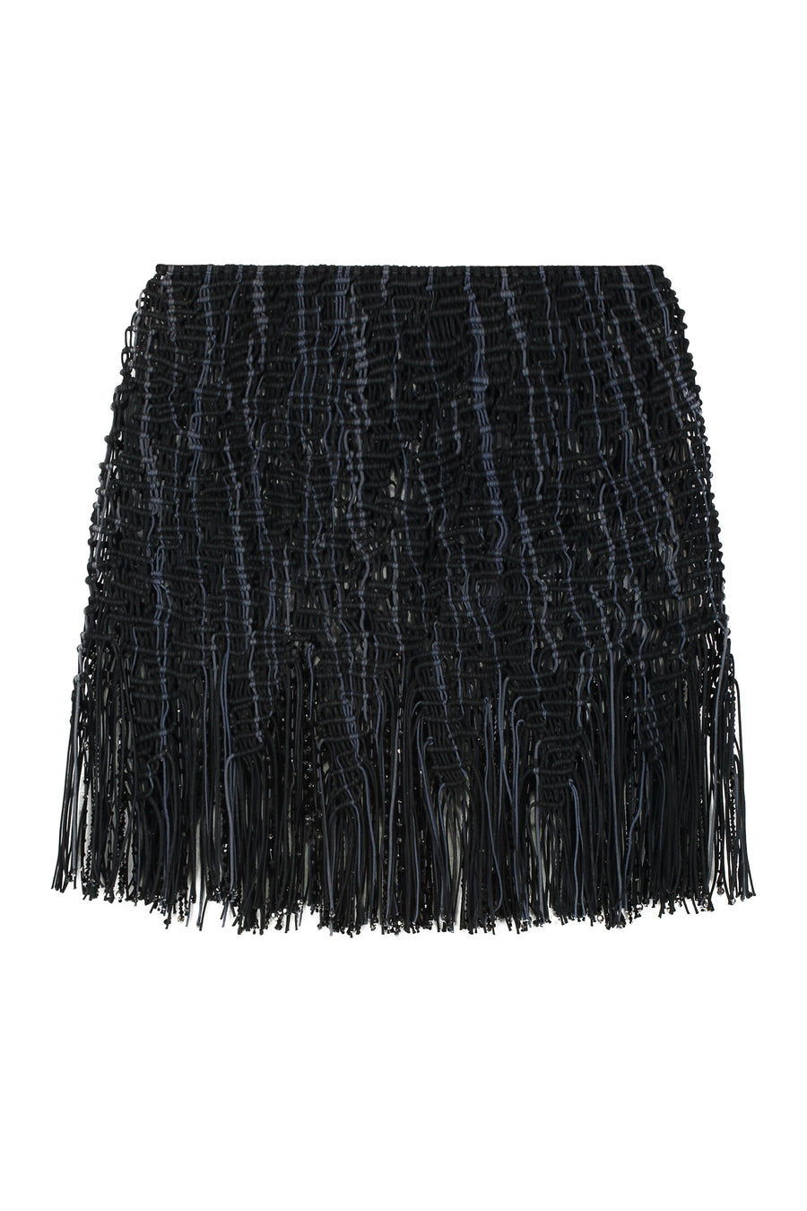 Element Knitted Macramé Mini Skirt Black Cotton