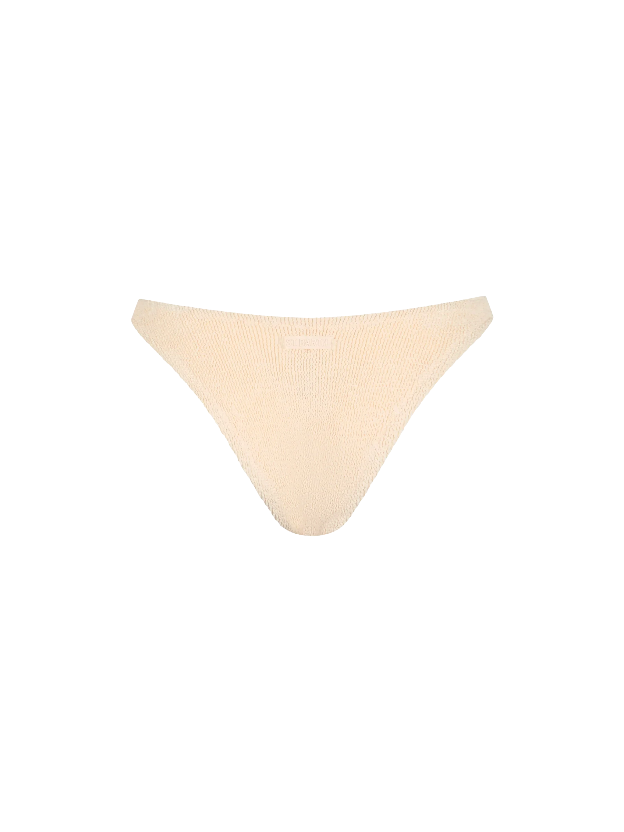 Elise Beige Crinkle Swim Briefs White Bottom