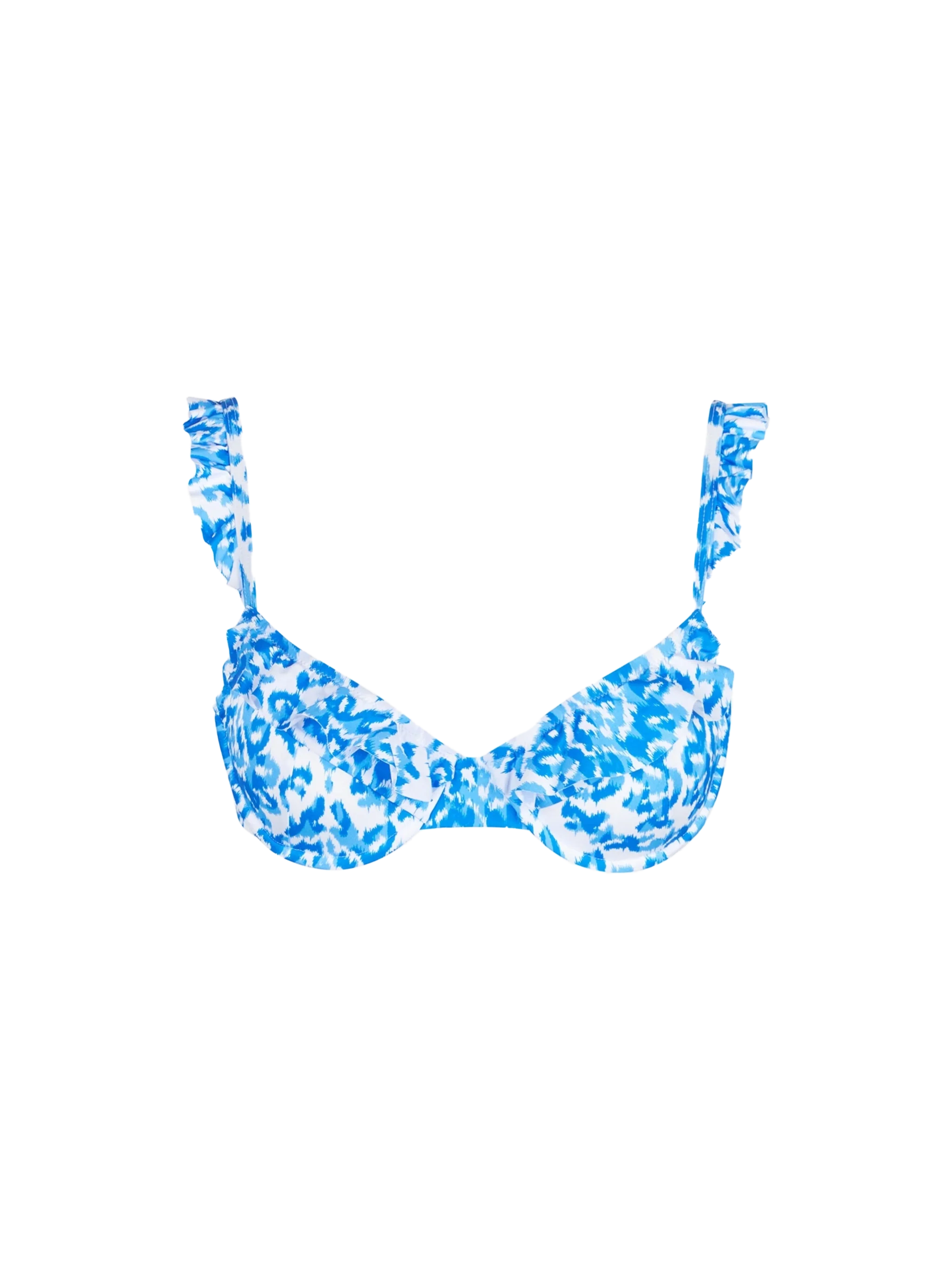 Elisabeth Ruffled Bralette Bikini Top Blue