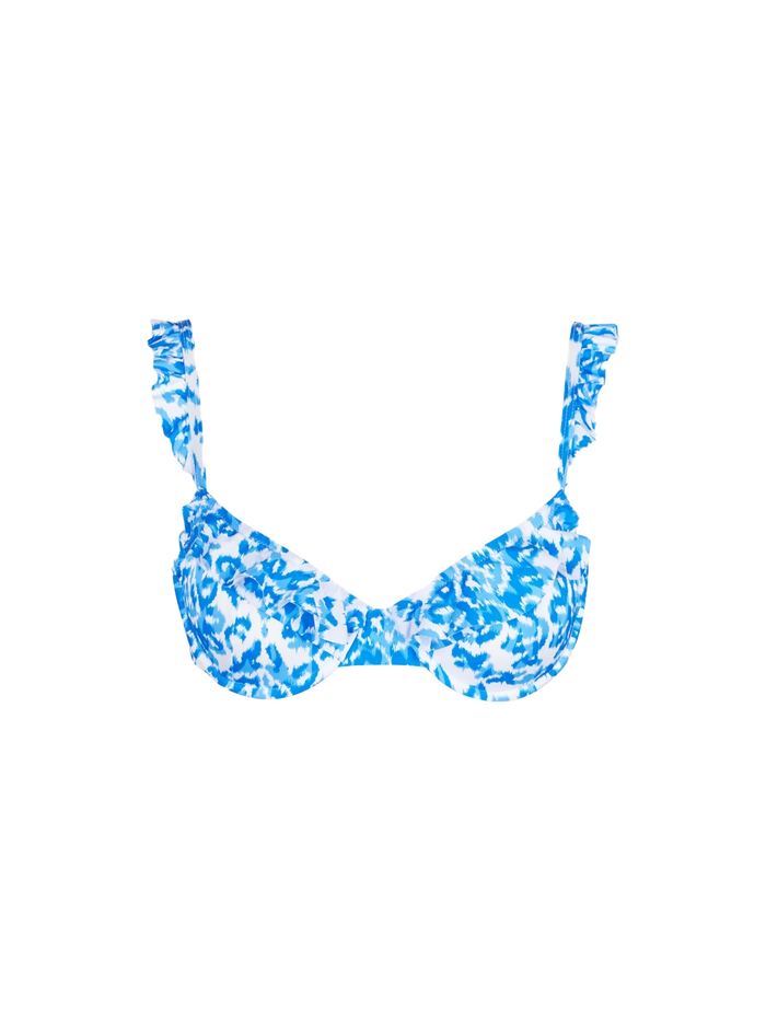 Elisabeth Ruffled Bralette Bikini Top Blue