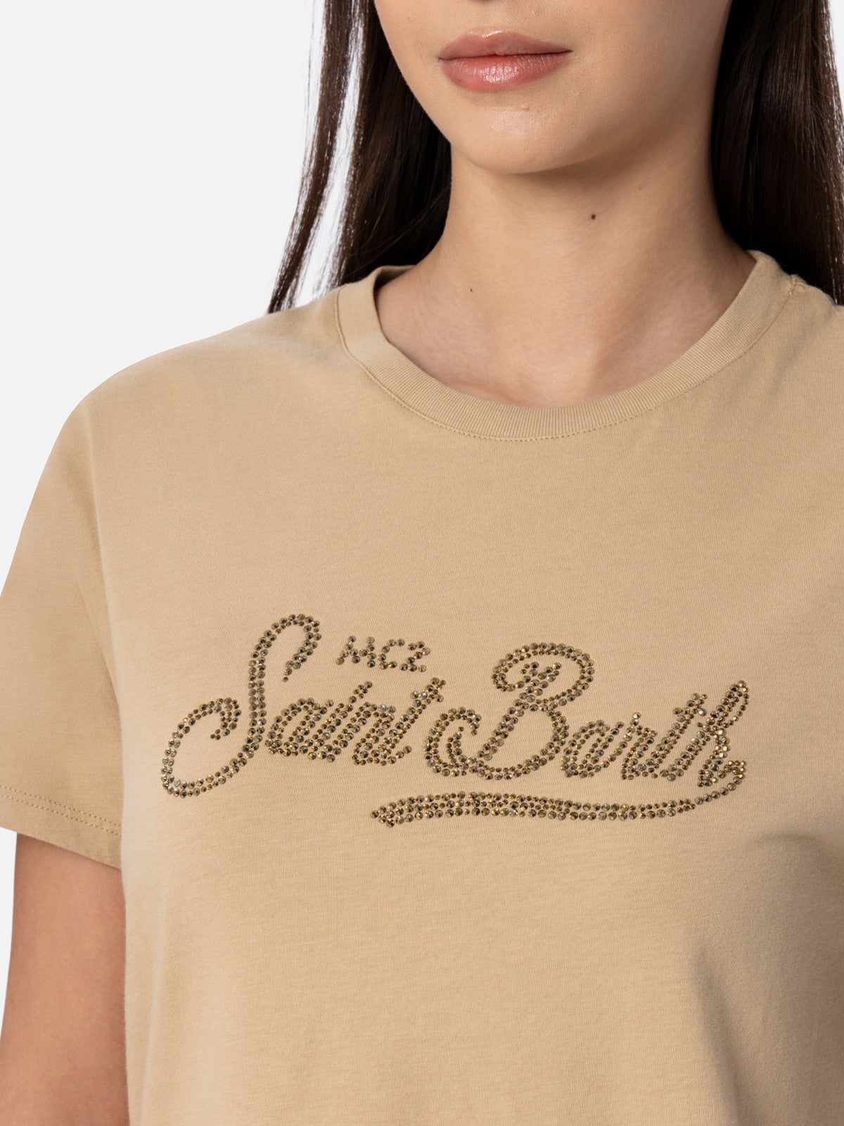 Emilie Cotton T-Shirt With Rhinestone Embroidery White