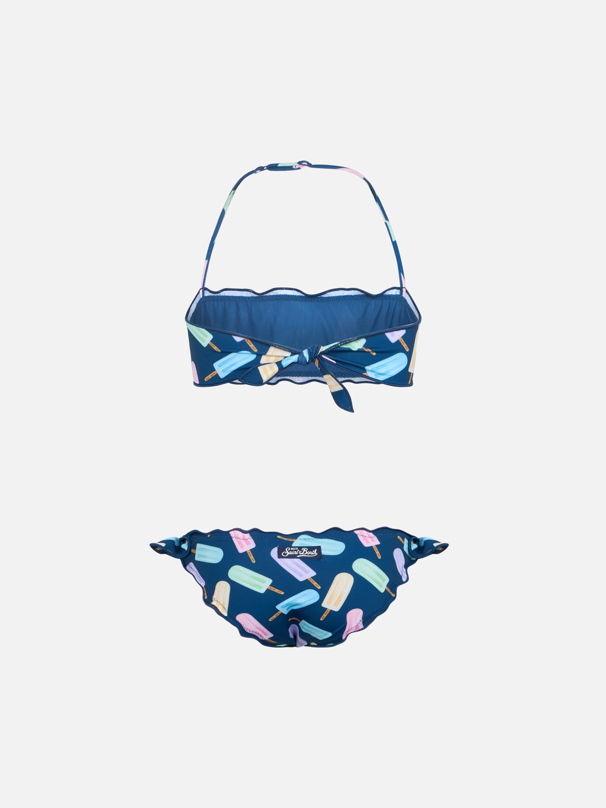 Girl Classic Bandeau Bikini Emy With Popsicles Print Blue