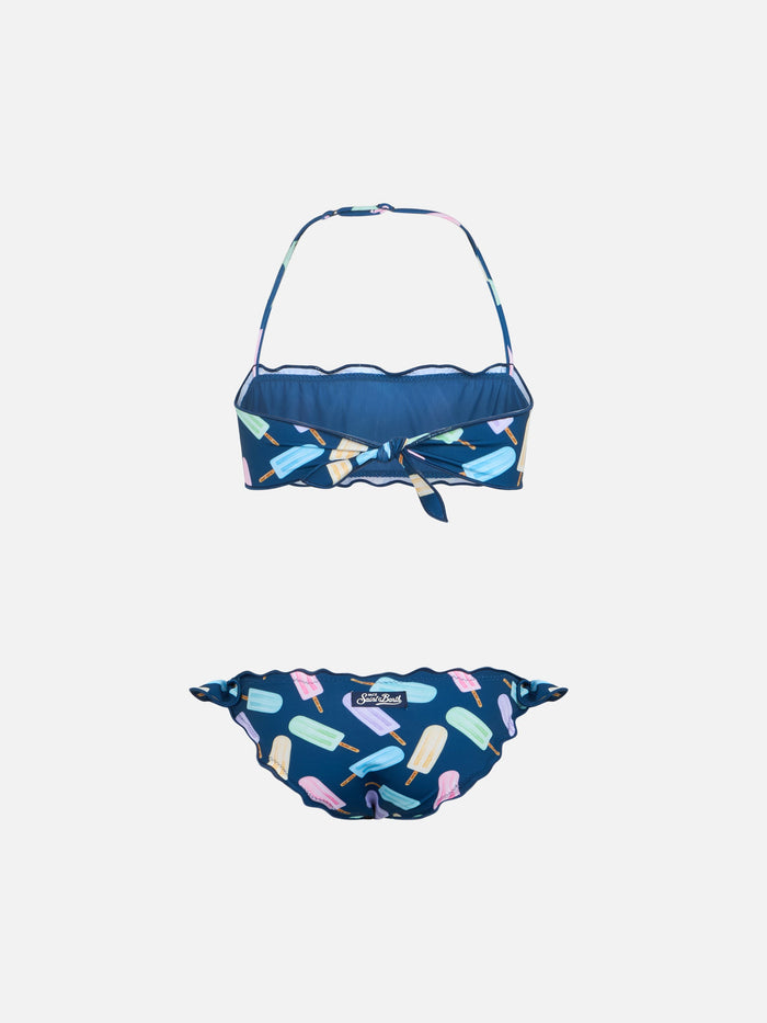 Girl Classic Bandeau Bikini Emy With Popsicles Print Blue