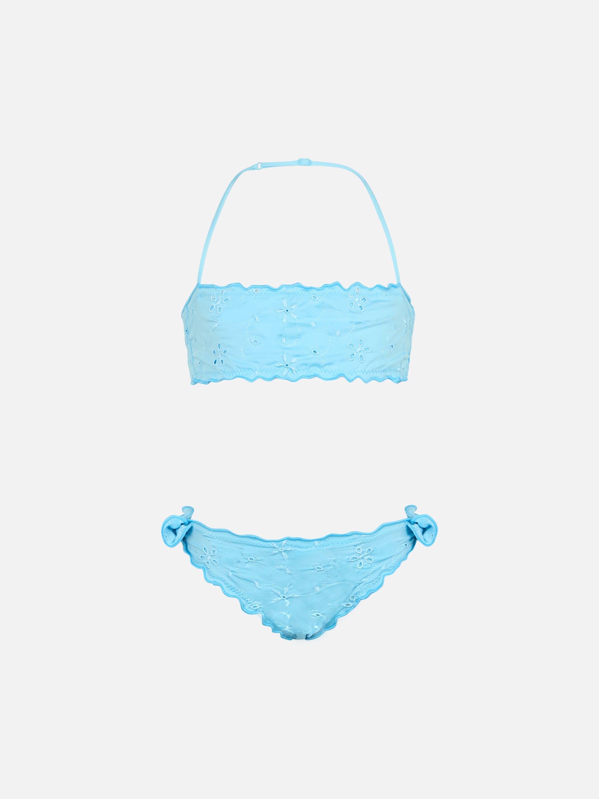 Emy Classic Bandeau Bikini With Sangallo Lace Embroidery Sky