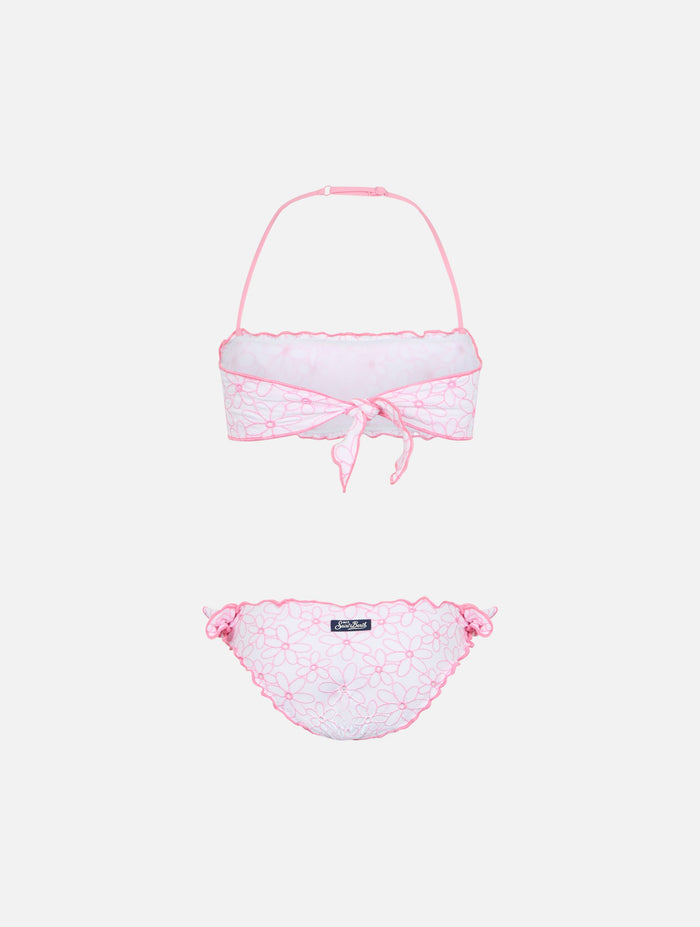 Girl Classic Bandeau Bikini Emy With Daisy Embroidery __single__