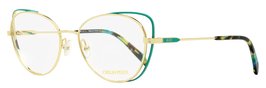 Pucci Floating Oval Eyeglasses Ep5141 032 Gold-Teal 54mm Gold/teal Metal/plastic (acetate)