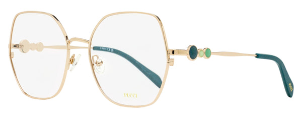 Pucci Oversized Octagonal Eyeglasses Ep5204 028 Gold-Teal 55mm Gold/teal Metal/plastic (acetate)