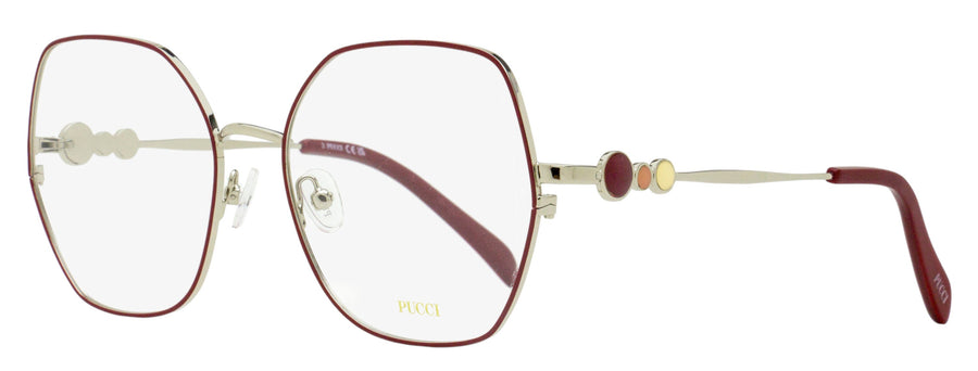 Pucci Oversized Octagonal Eyeglasses Ep5204 068 Ruthenium-Burgundy 55mm Ruthenium/burgundy Metal/plastic (acetate)