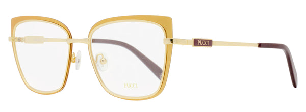 Pucci Rimmed Rectangular Eyeglasses Ep5219 041 Gold-Brown 54mm Gold/brown Metal/plastic (acetate)
