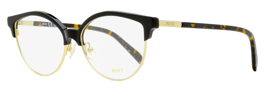 Pucci Oval Brow-Line Eyeglasses Ep5259 001 Black-Gold 55mm Black/gold Plastic (acetate)/metal