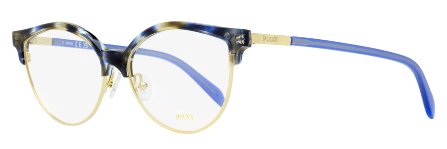 Pucci Oval Brow-Line Eyeglasses Ep5259 055 Blue Havana-Gold 55mm Havana/gold Plastic (acetate)/metal