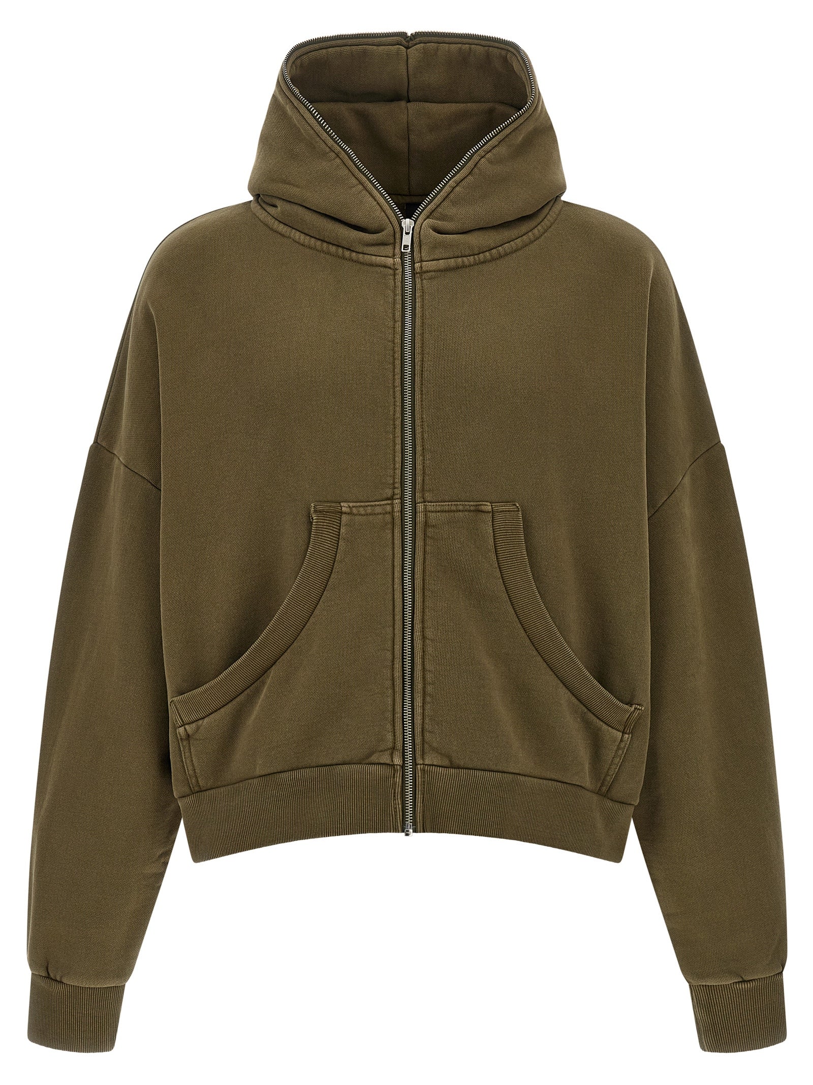 Eternal Zip Washed hoodie Green Cotton Sweatshirt