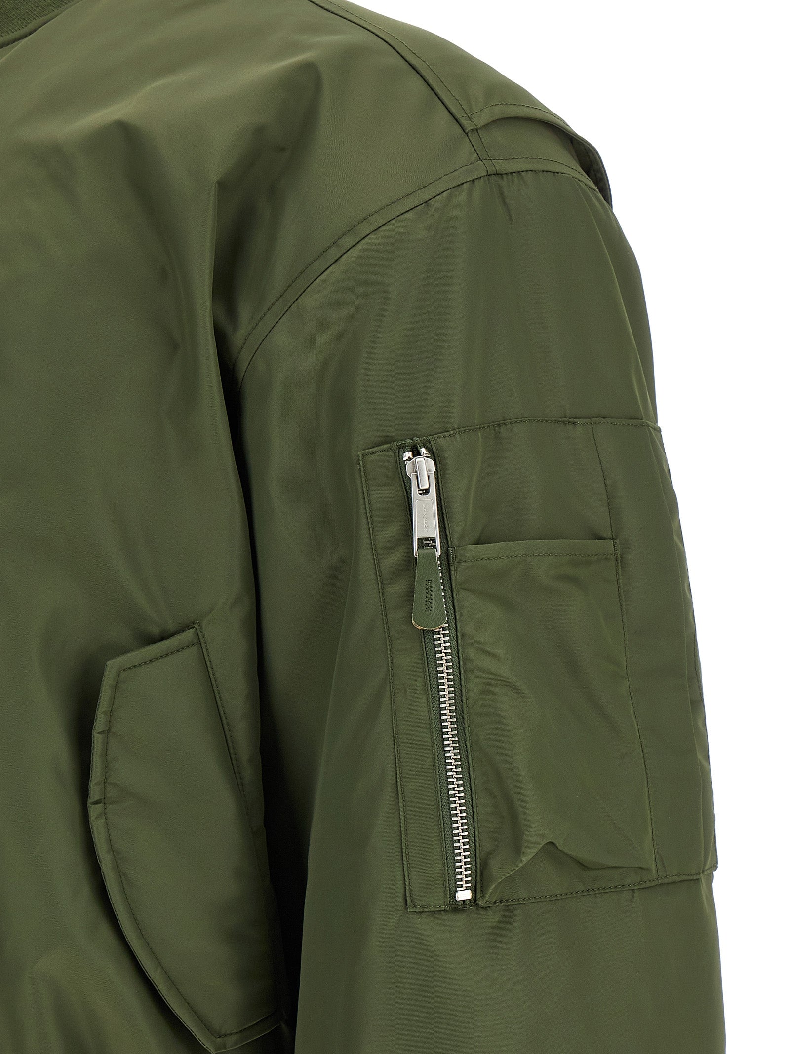 Nylon bomber jacket Green Down Jacket, Parka, Casual