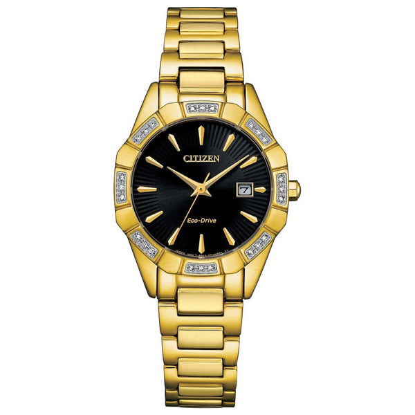 Citizen Womens Classic Diamond 28mm Solar Powered Quartz Eco-Drive Ew2652-55e One Color Watches