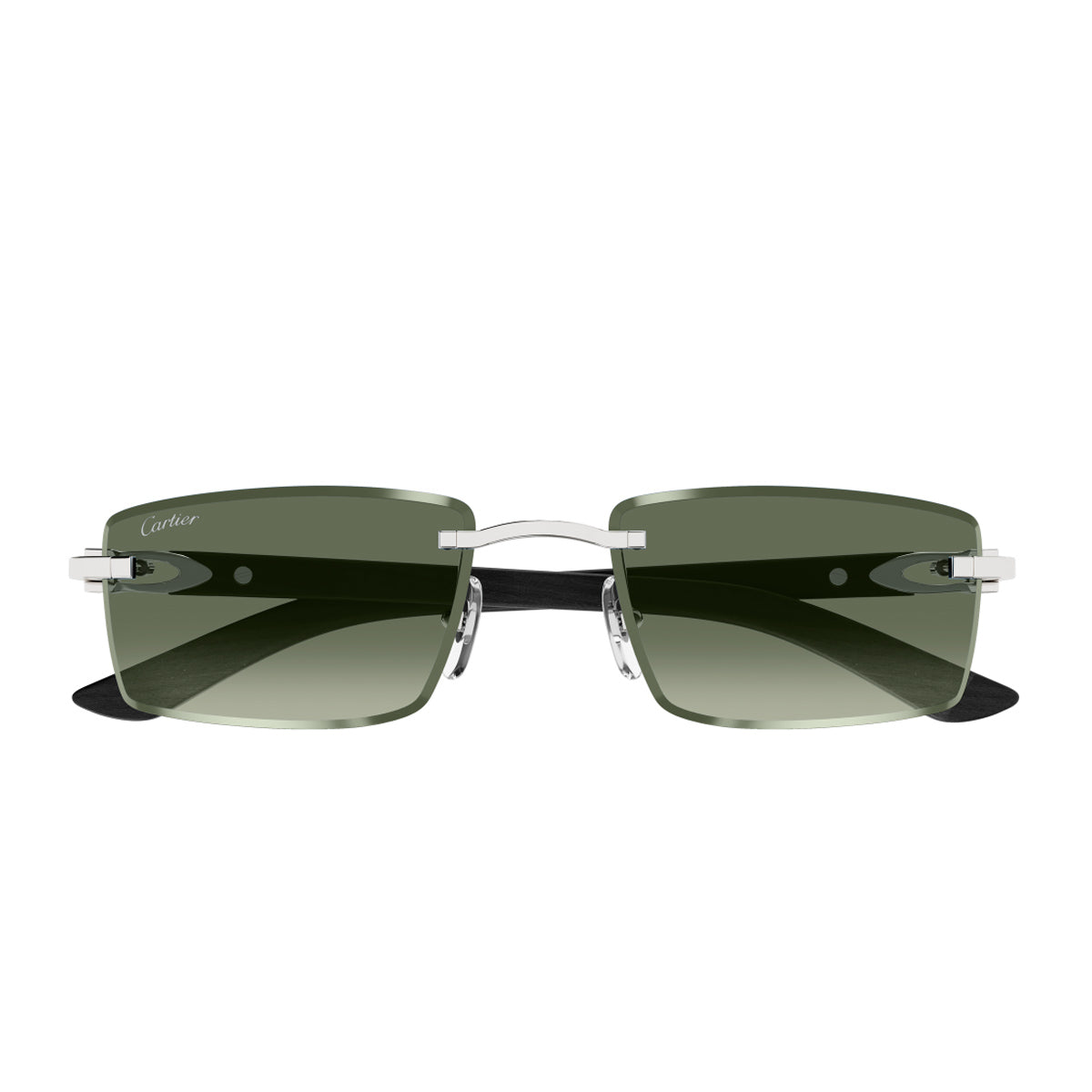 Cartier CT0582S Décor C Allongé de 005 Silver Green Verde Wood/metal Occhiali Da Sole