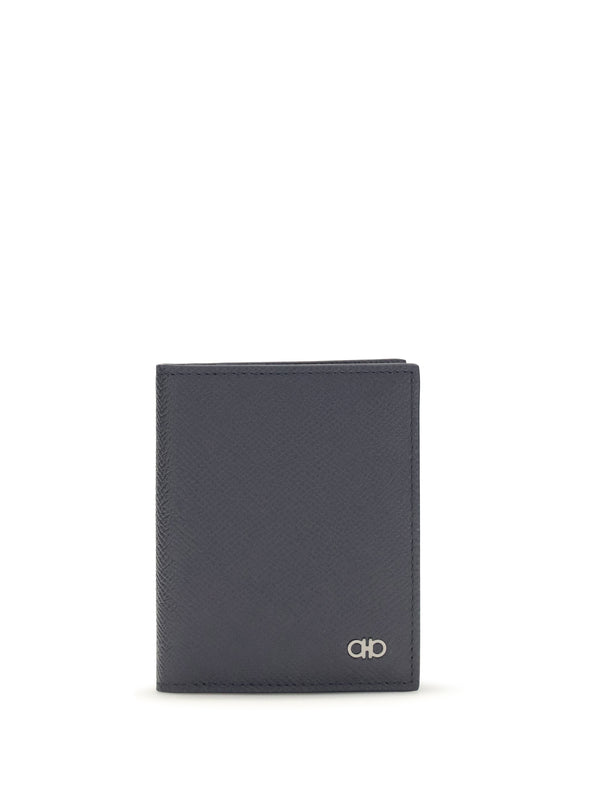 Ferragamo 100% Calf Leather Bos Taurus card case in navy