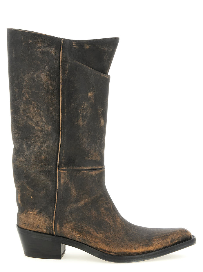 Clive boots Brown Calfskin Leather Boots, Ankle