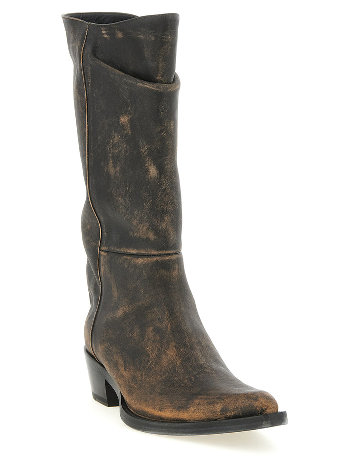 Clive boots Brown Calfskin Leather Boots, Ankle