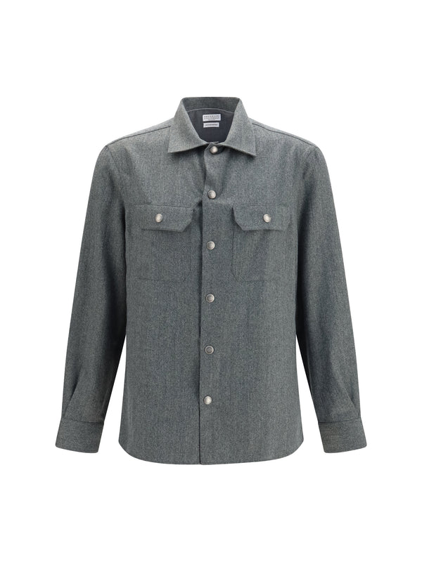 Brunello Cucinelli 100% Fleece Wool Ovis Aries shirt in green