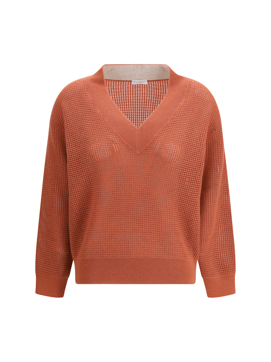 Brunello Cucinelli 100% Cashmere sweater in orange