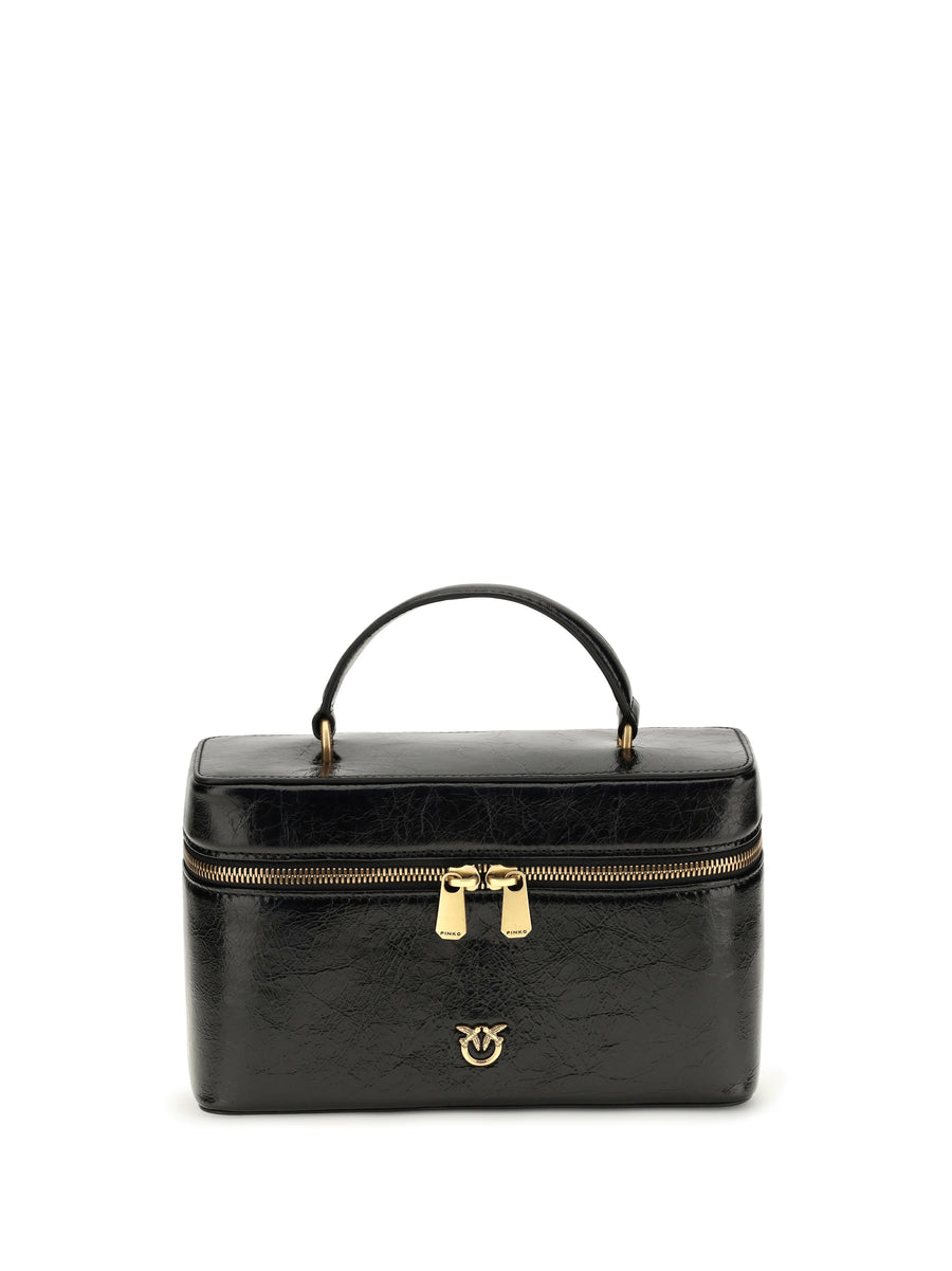 Pinko 100% Calf Leather Bos Taurus top handle bag in black