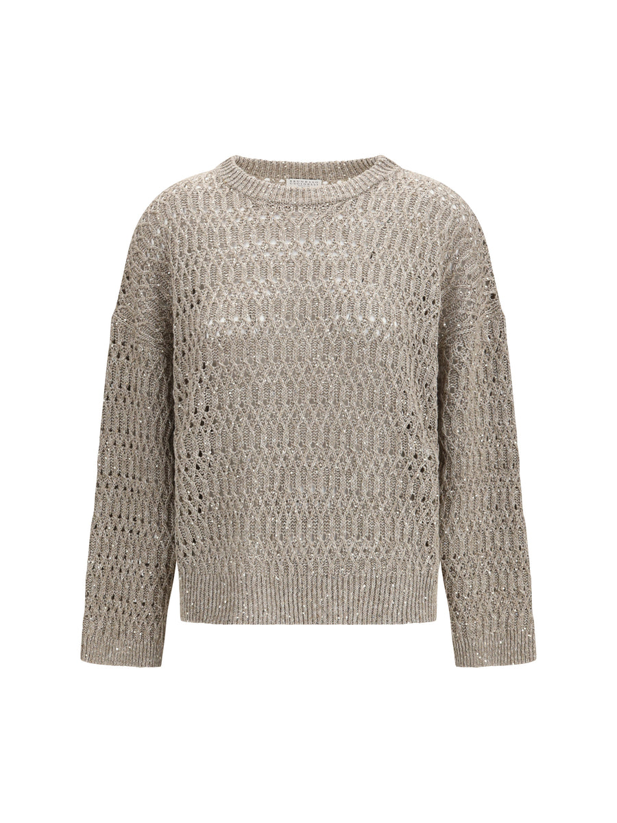 Brunello Cucinelli 94% Silk; 6% Nylon sweater in beige