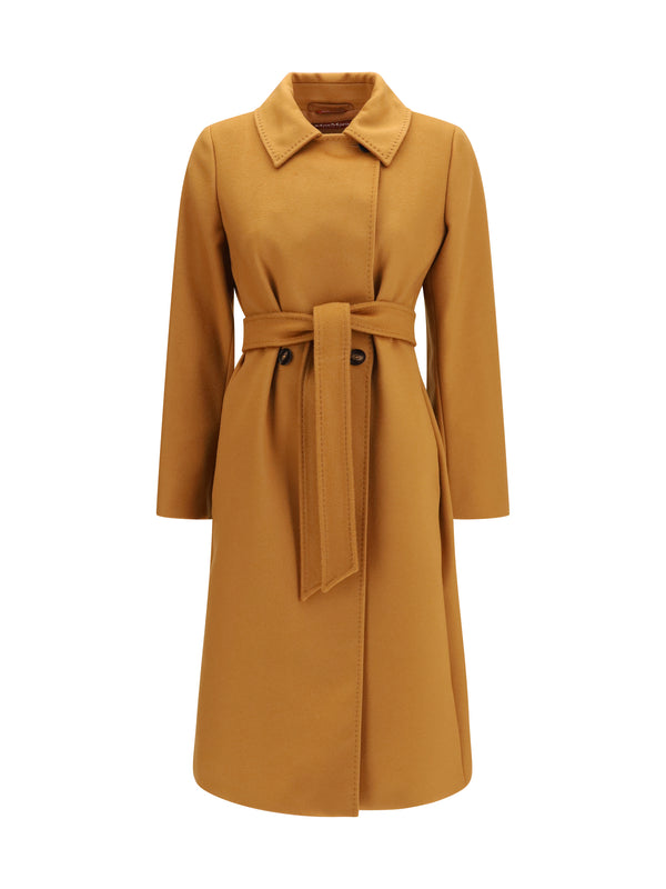 Double Breasted Wool Coat Caramello Fleece Ovis Aries