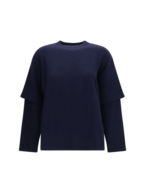 Troy Double-Sleeve Cashmere Sweater Blue