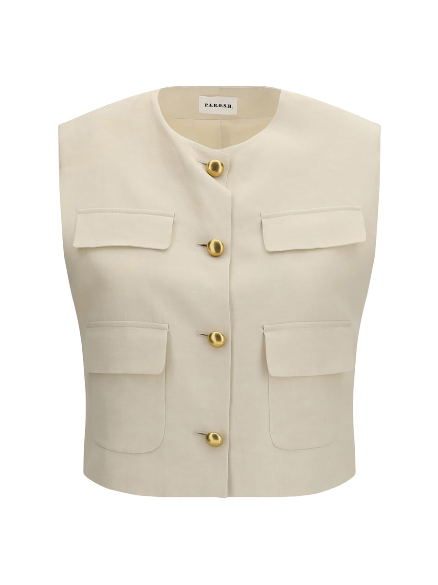 P.A.R.O.S.H. 100% Viscose vest in beige