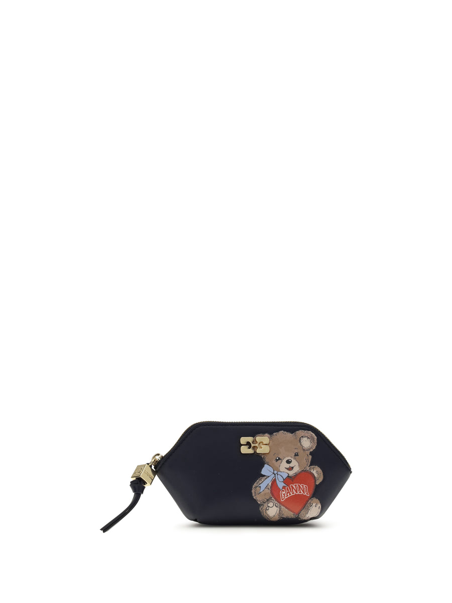 Ganni 65% Recycled Leather; 19% Polyurethane; 16% Polyester coin purse in black