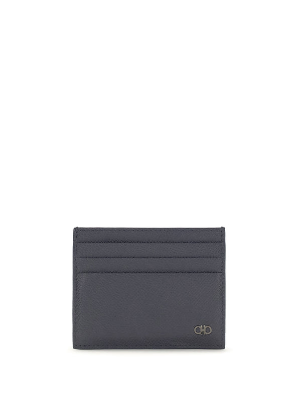 Ferragamo 100% Calf Leather Bos Taurus card case in navy
