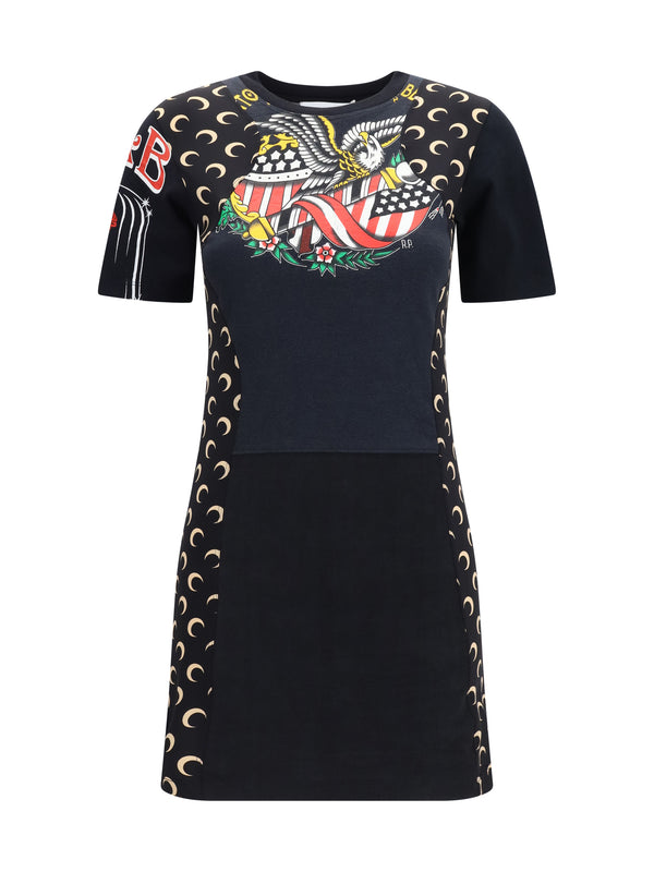Marine Serre 100% Cotton dress in black