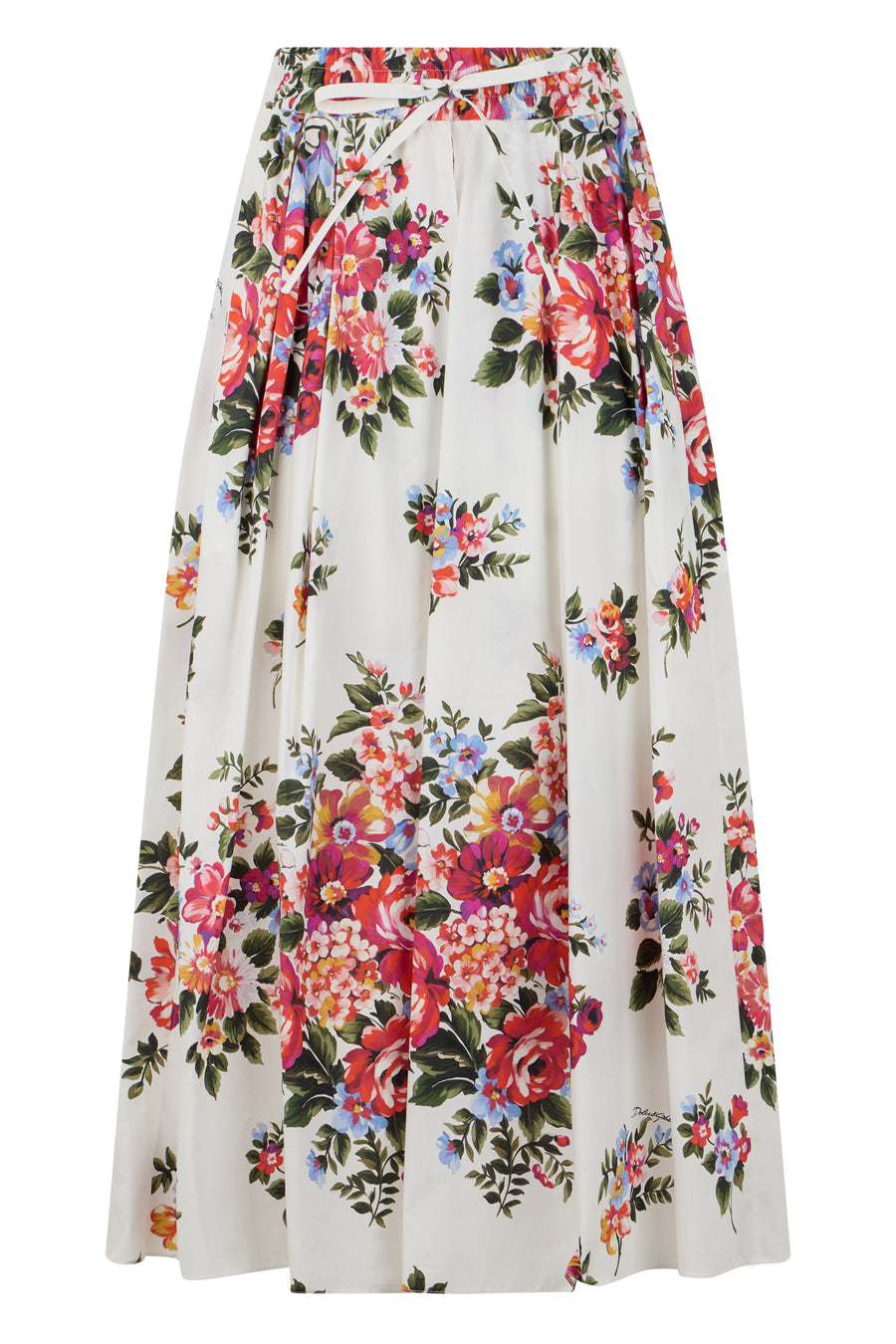 Long Poplin Skirt, White Cotton