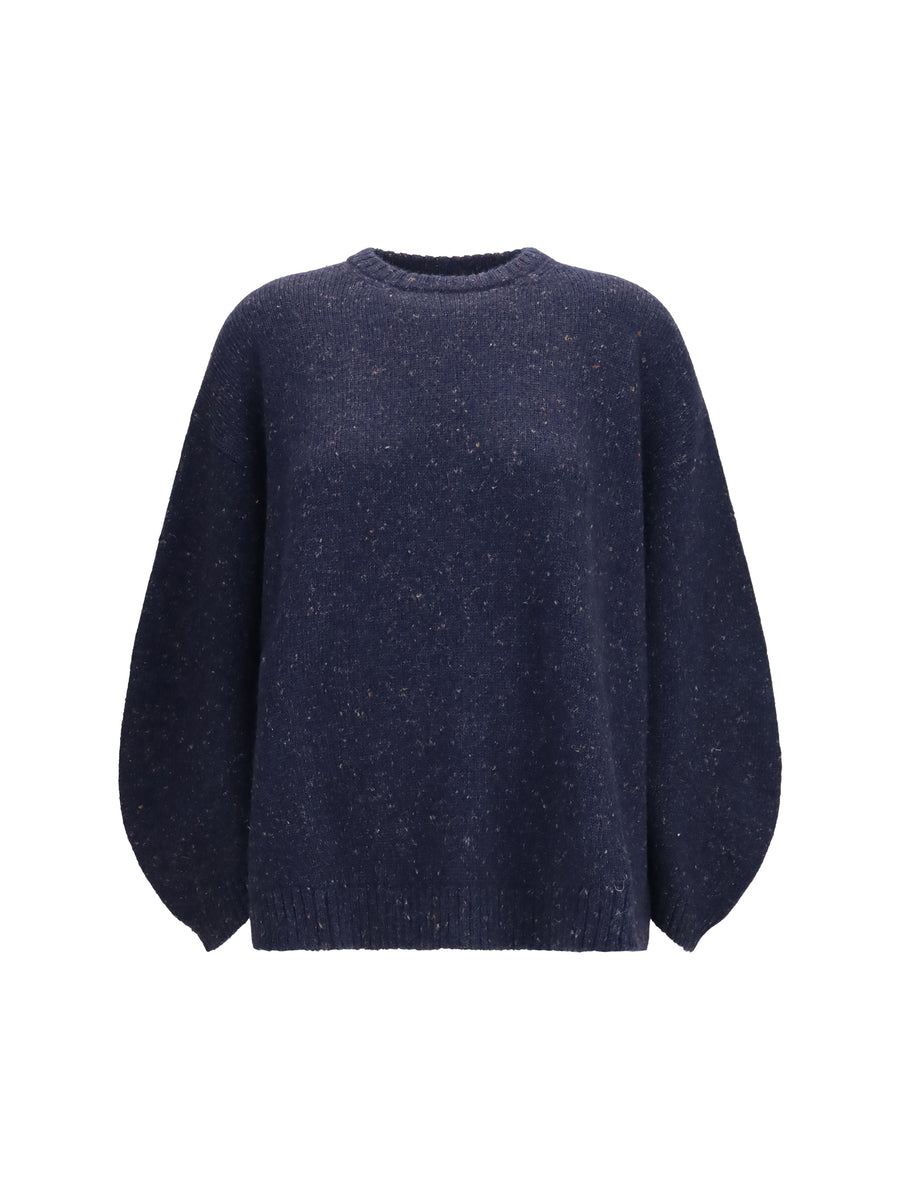 Bouclé Yarn Sweater With Lurex Blu Notte