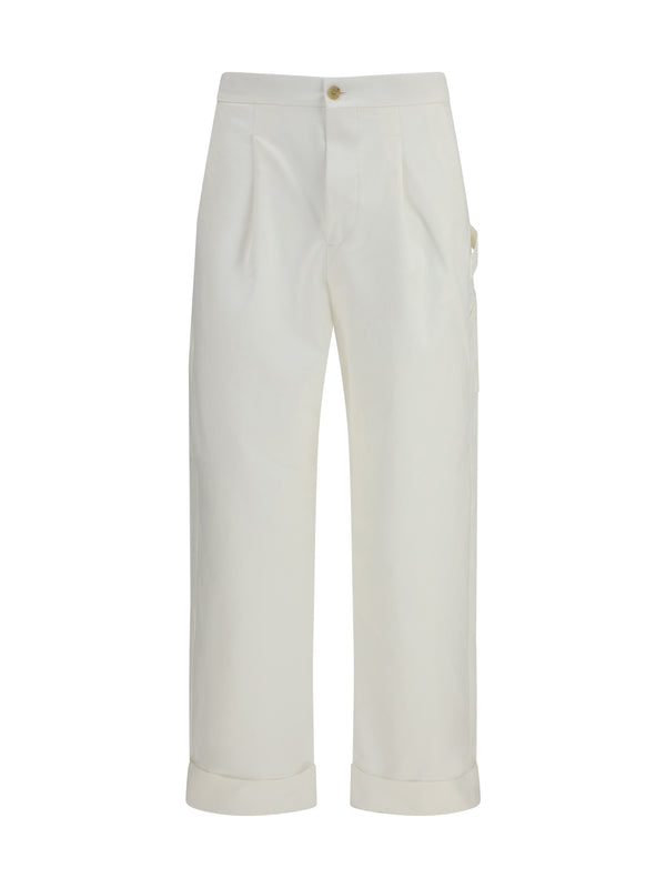 Umit Benan 95% Cotton trousers in white