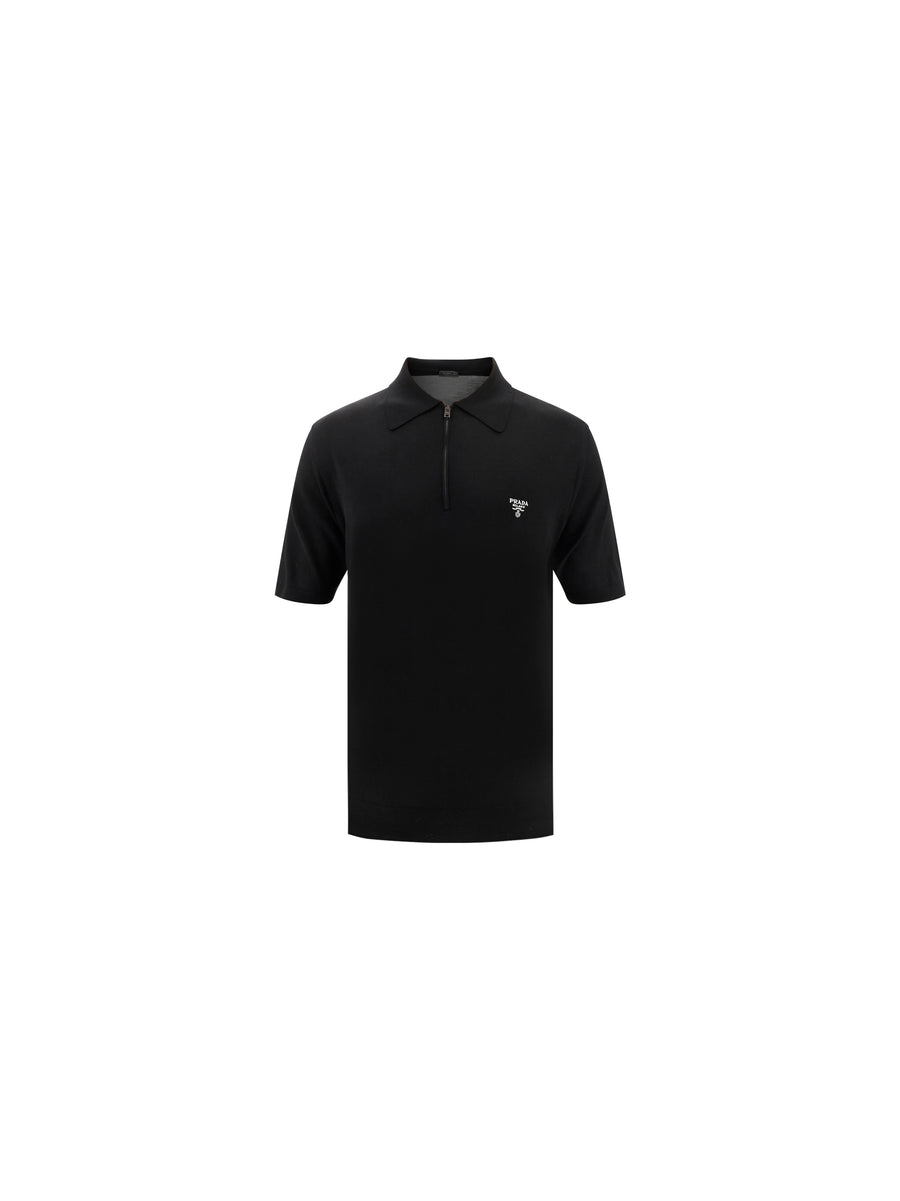 Virgin Wool Polo Shirt Nero Fleece Ovis Aries