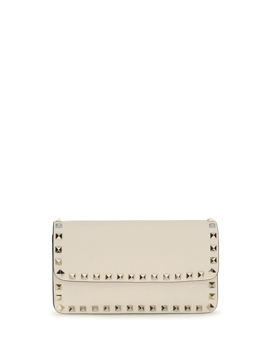 Valentino Garavani 100% calf leather chain wallet in beige