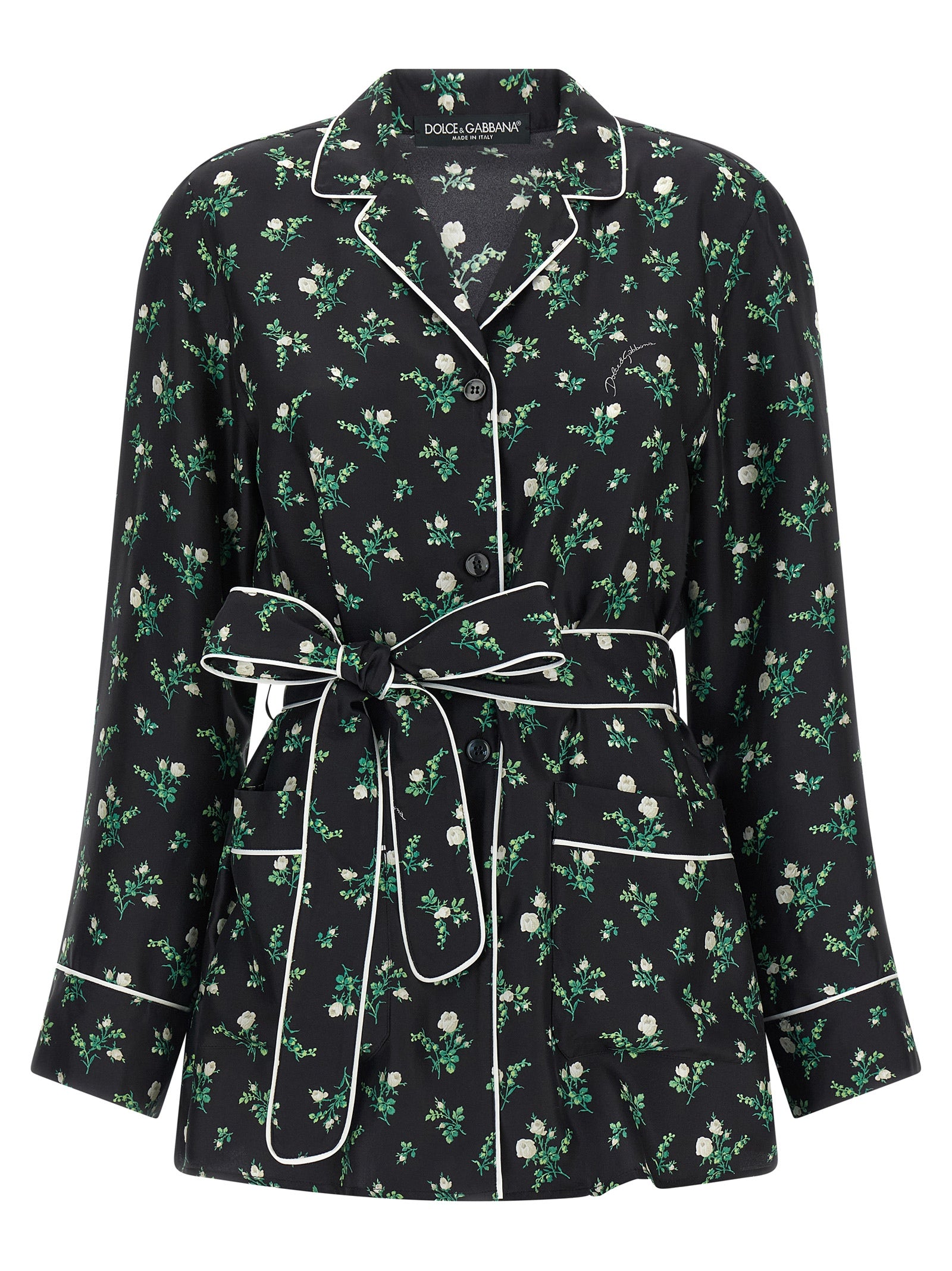 Roselline And Lily Of The Lilies Flowers Printed Shirt Black Silk Shirt, Blouse