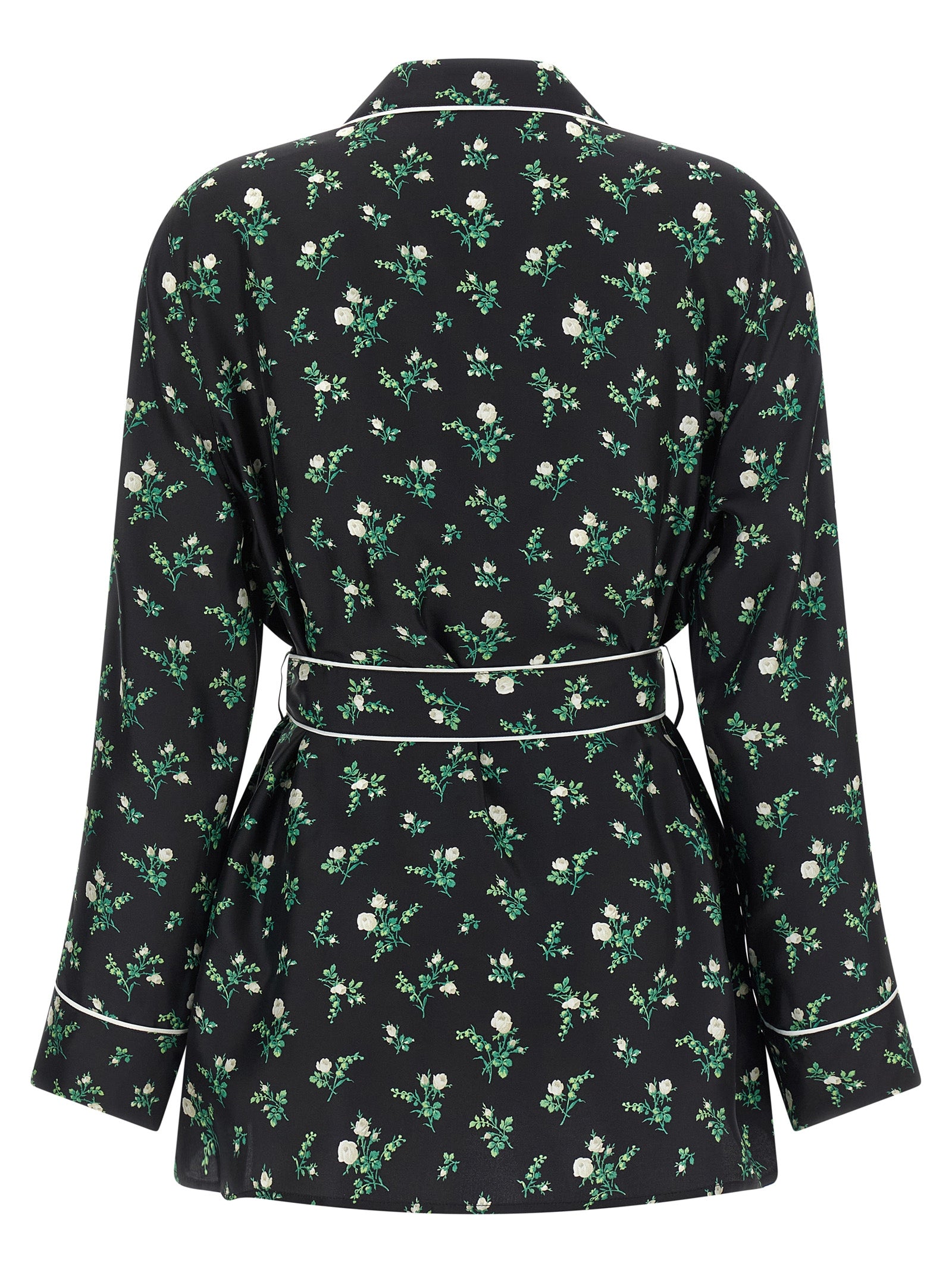 Roselline And Lily Of The Lilies Flowers Printed Shirt Black Silk Shirt, Blouse