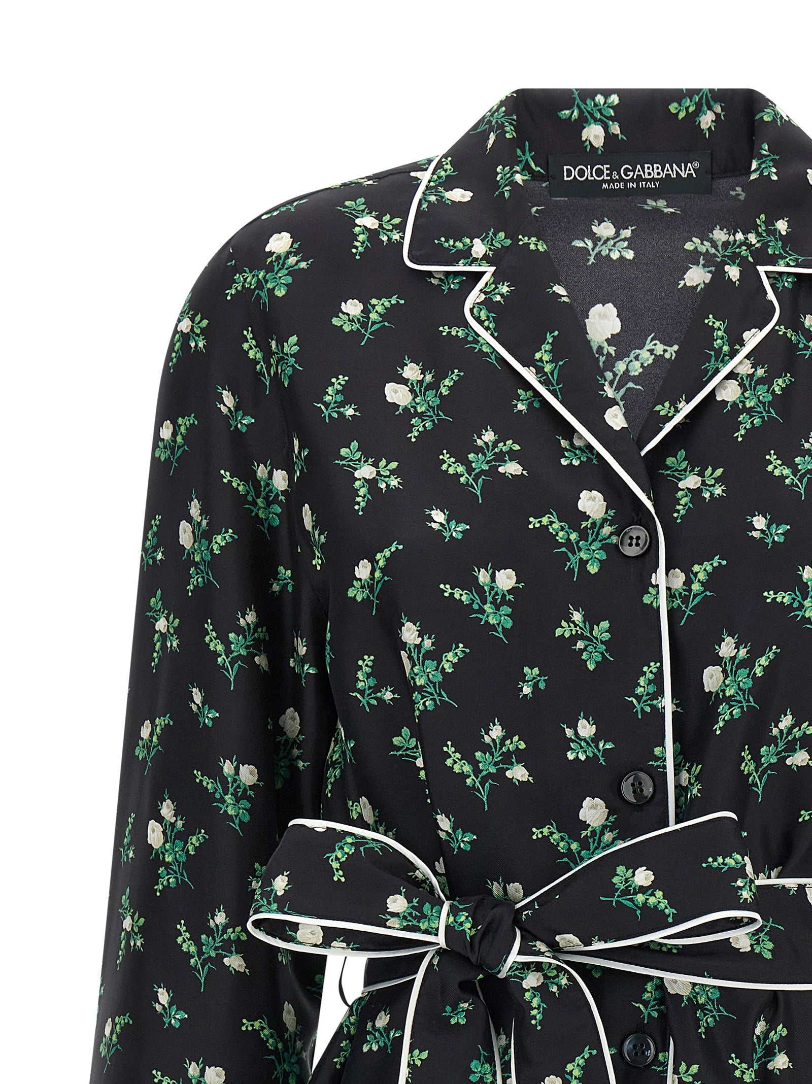 Roselline And Lily Of The Lilies Flowers Printed Shirt Black Silk Shirt, Blouse