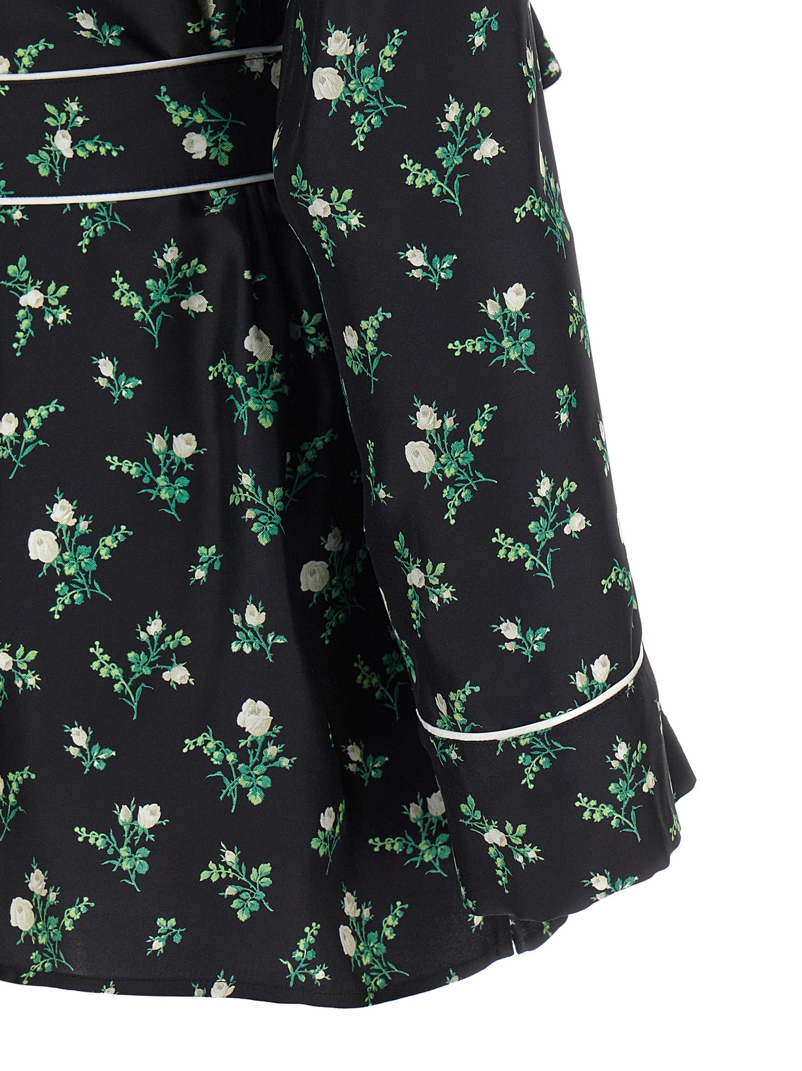 Roselline And Lily Of The Lilies Flowers Printed Shirt Black Silk Shirt, Blouse