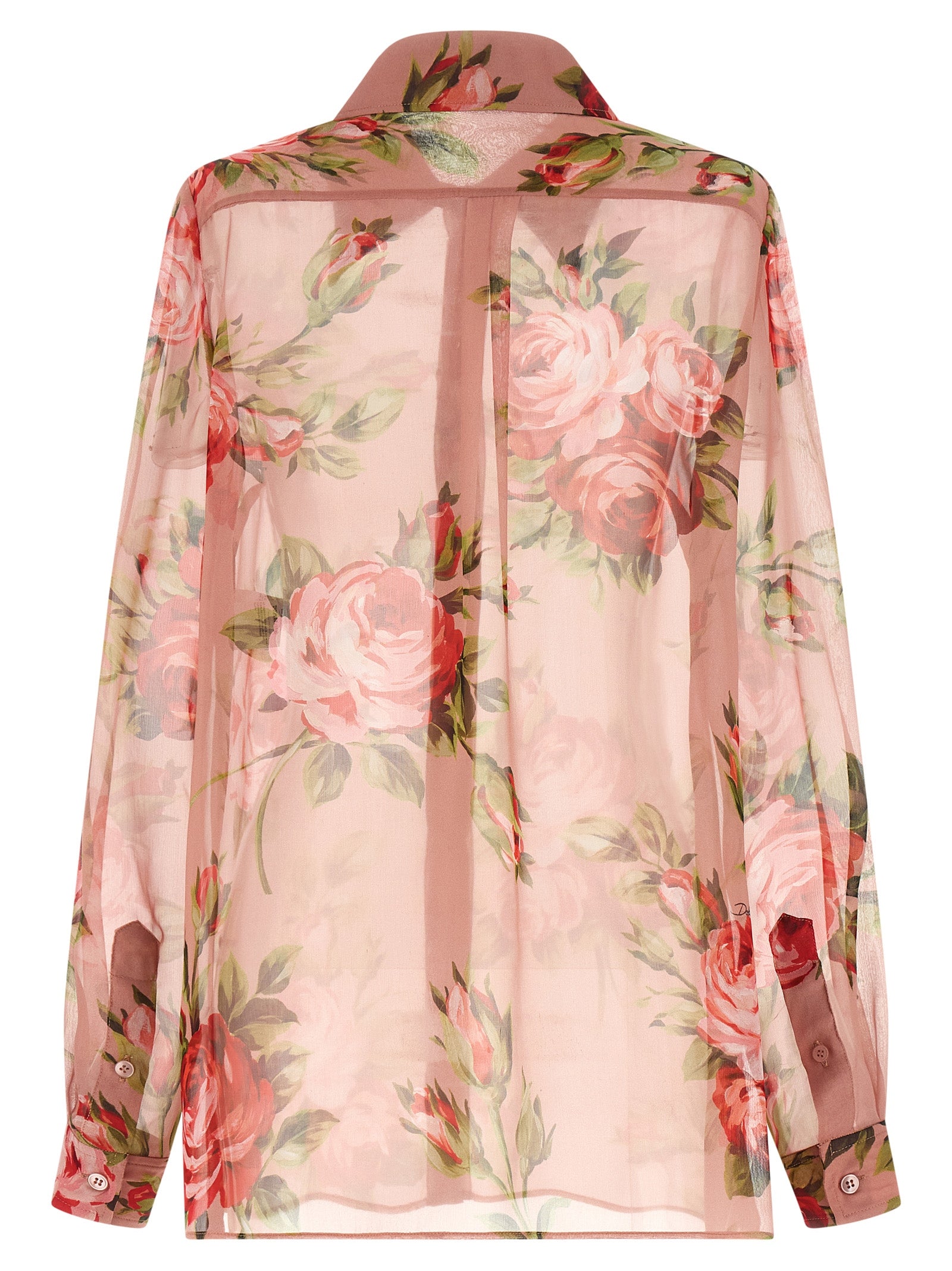 Bouquet Rose Shirt Pink Silk Shirt, Blouse