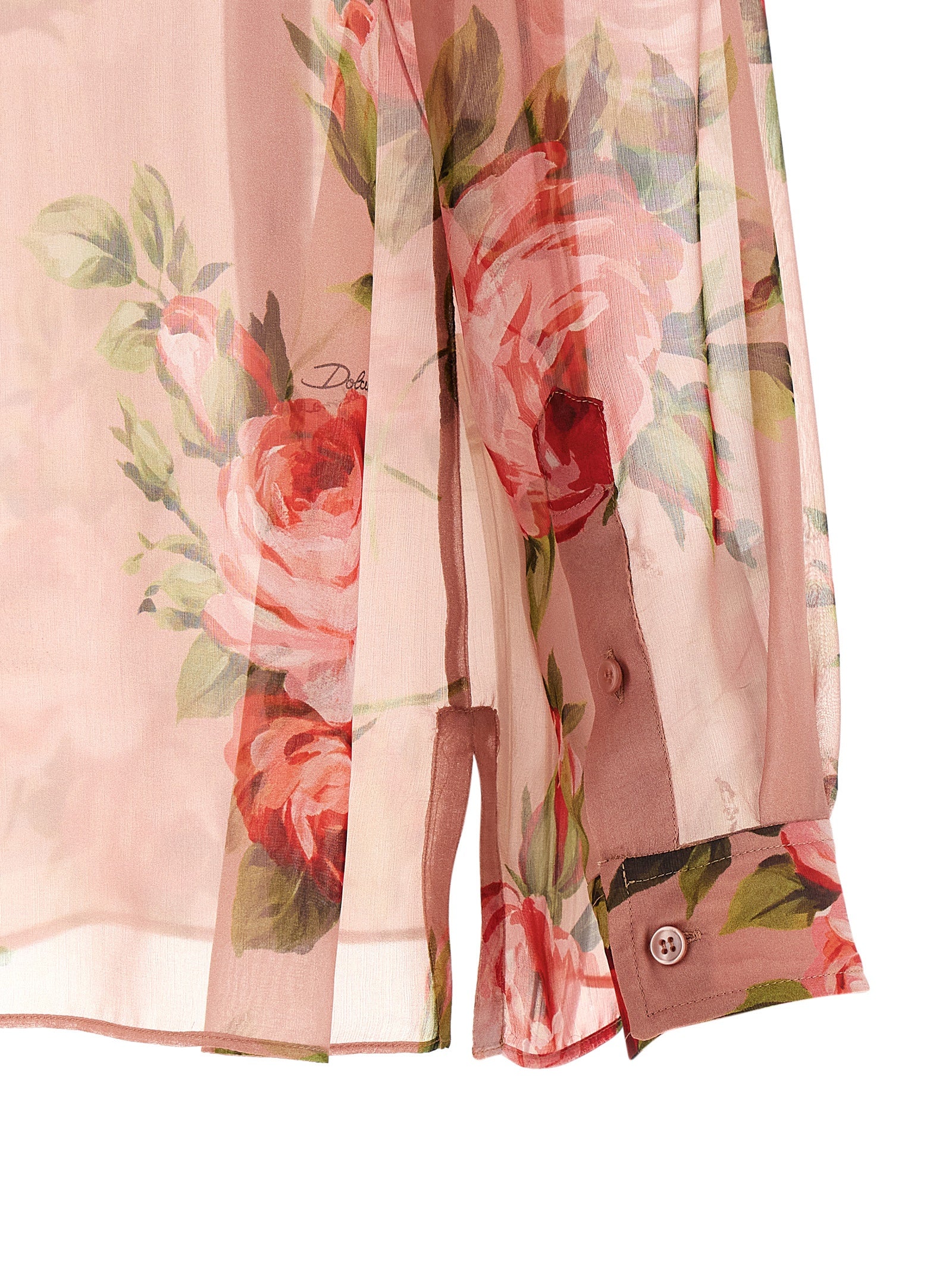 Bouquet Rose Shirt Pink Silk Shirt, Blouse