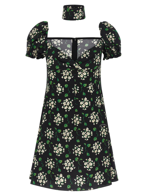 Dolce & Gabbana Floral Silk Charmeuse Dress — Black
