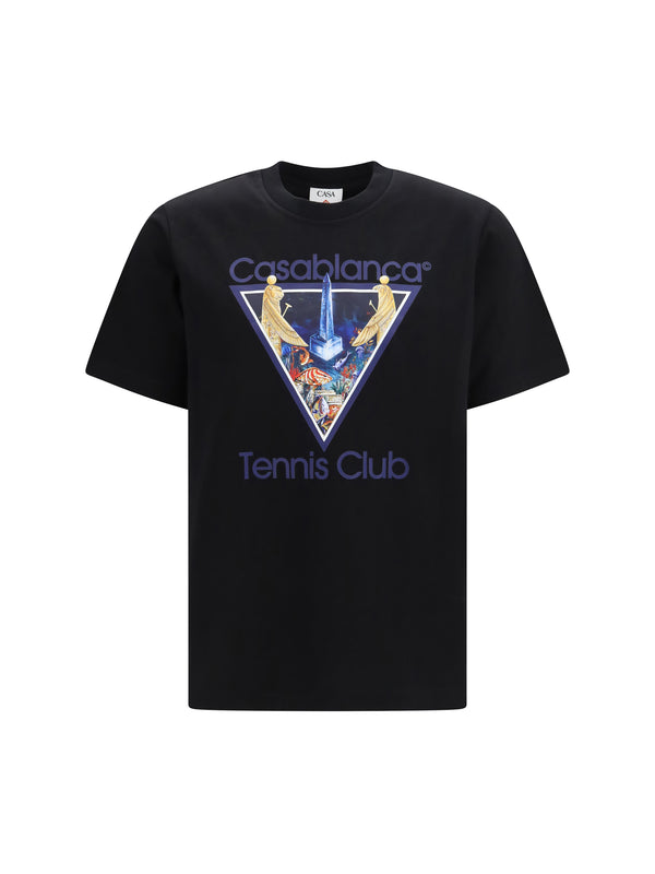 Tennis Club Monde Perdu Print T-Shirt Black Cotton T-shirts