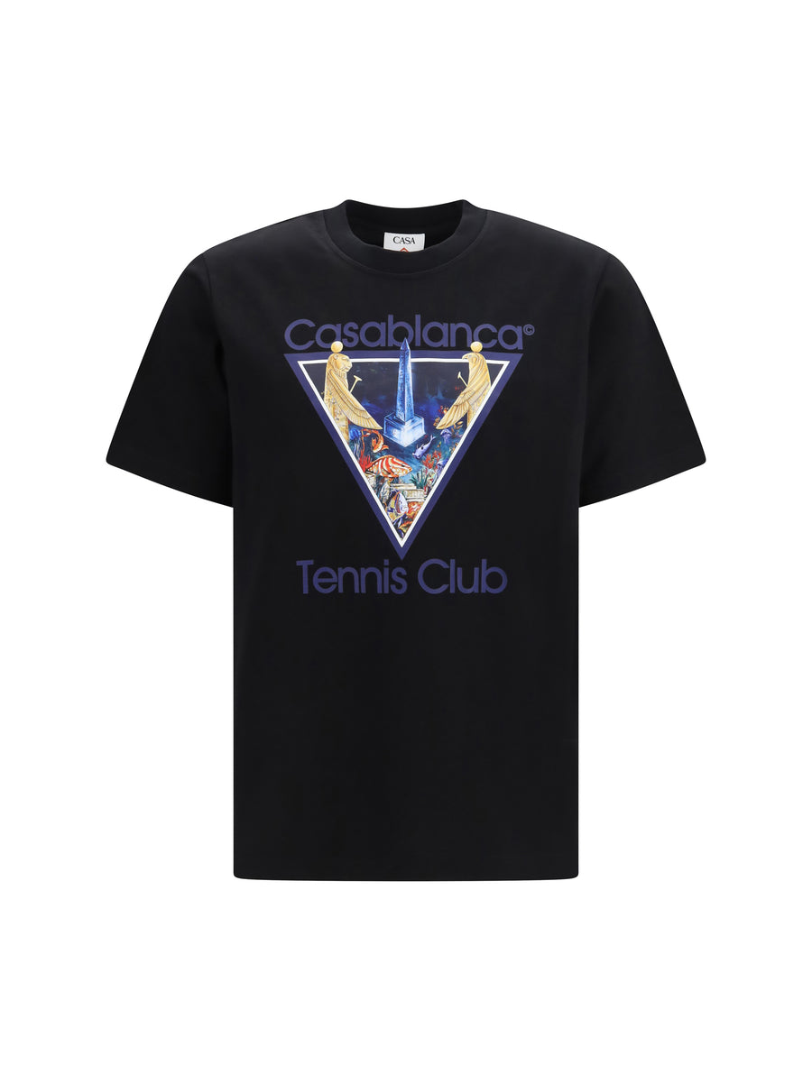 Tennis Club Monde Perdu Print T-Shirt Black Cotton T-shirts